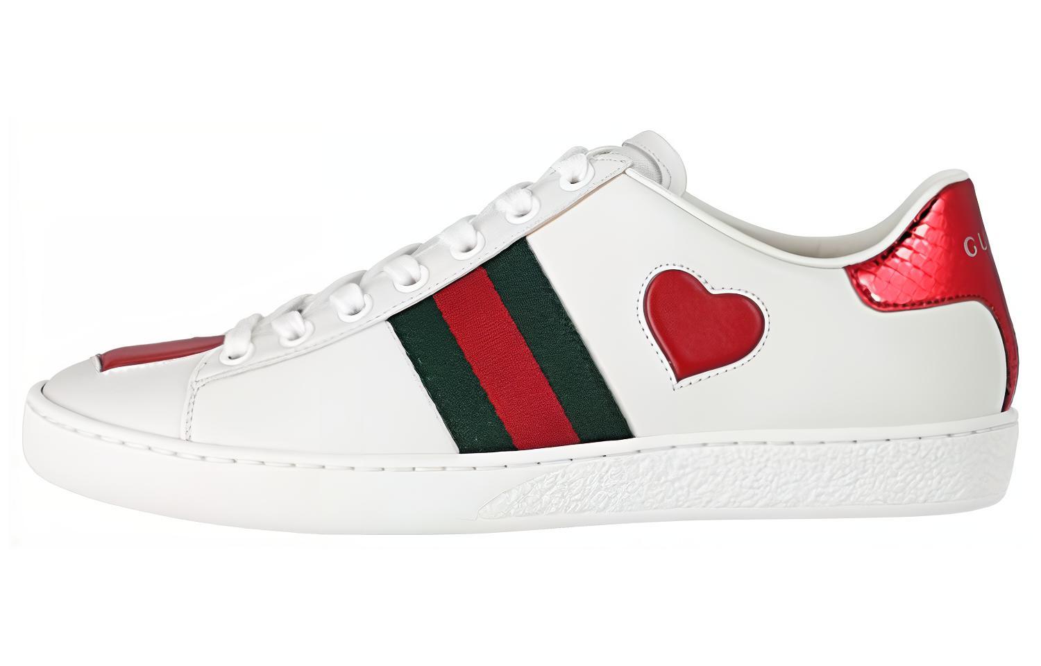 Кеды женские GUCCI Ace Low Heart белые-красные