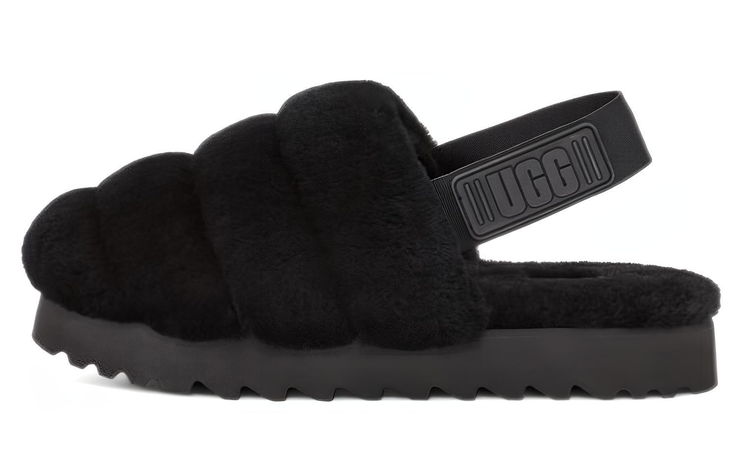 Тапочки женские UGG Super Fluff Slipper черные, 38 EU