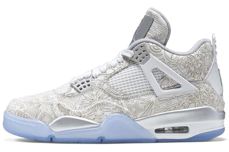 Кеды мужские Air Jordan 4 Retro 'Laser' белые-голубые