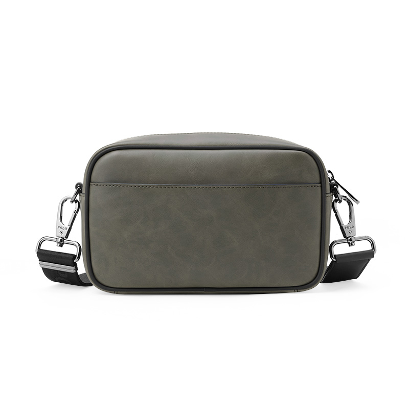 Мужская сумка POLO 044131 серо-зелёная и чёрная среднего размера