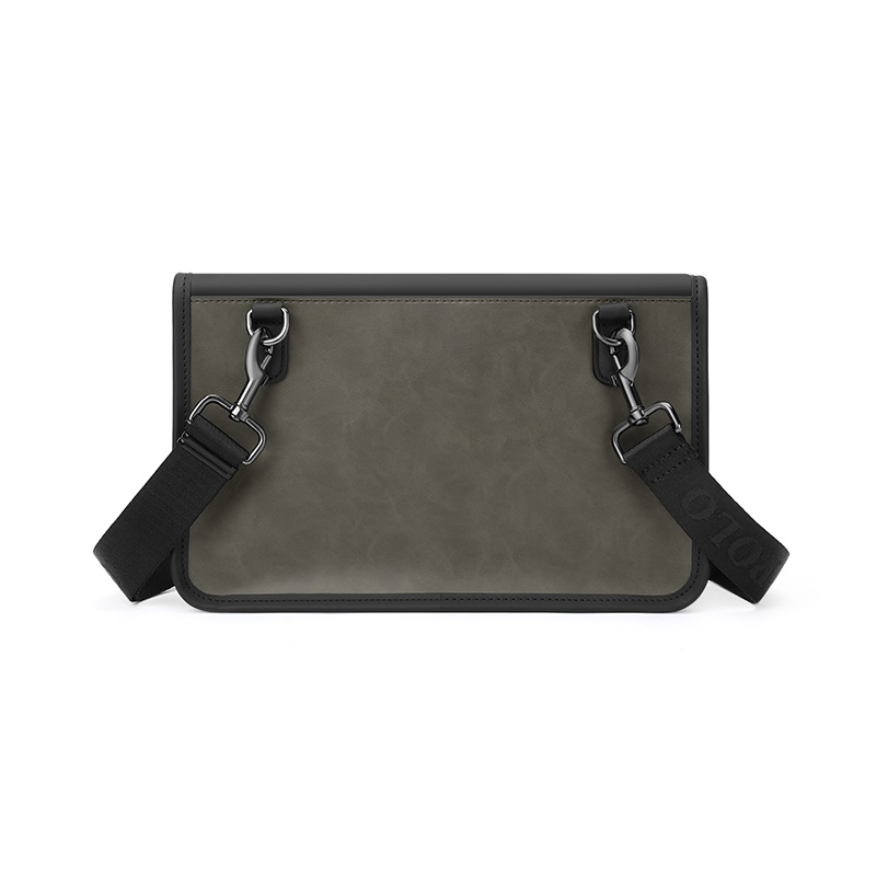 Мужская сумка POLO 044131 серо-зелёная и чёрная среднего размера