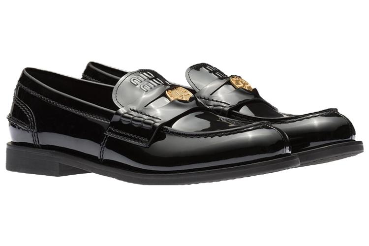 Лоферы женские MIU MIU 5D773D_XWH_F0002_F_020 черные-золотые, 38 EU