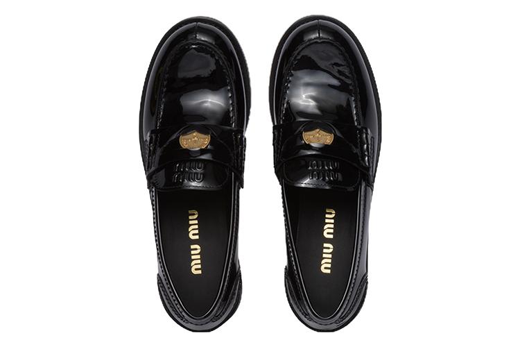 Лоферы женские MIU MIU 5D773D_XWH_F0002_F_020 черные-золотые, 38 EU