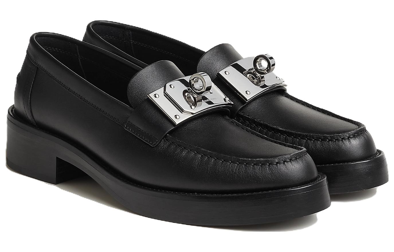 Лоферы женские HERMES Hot Noir черные, 38 EU