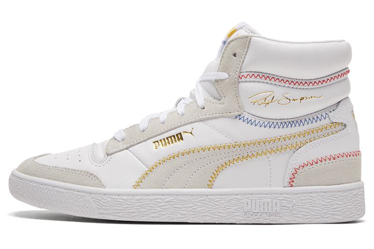 Кеды унисекс PUMA Ralph Sampson Mid Stitch белые, серые, желтые