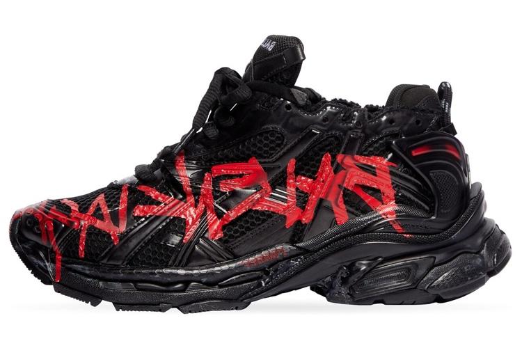 Кроссовки мужские Balenciaga Runner Graffiti черные, красные