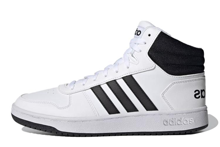 Спортивные кеды мужские Adidas Hoops 2.0 Mid белые, черные