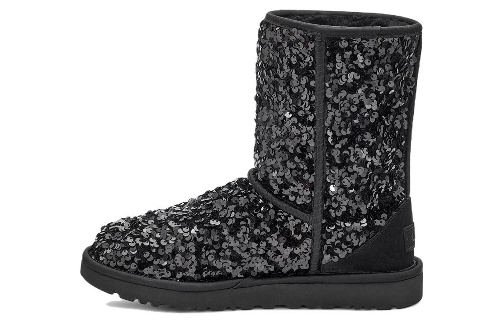 Снежные сапоги женские UGG Classic Short Sequin черные, 37 EU