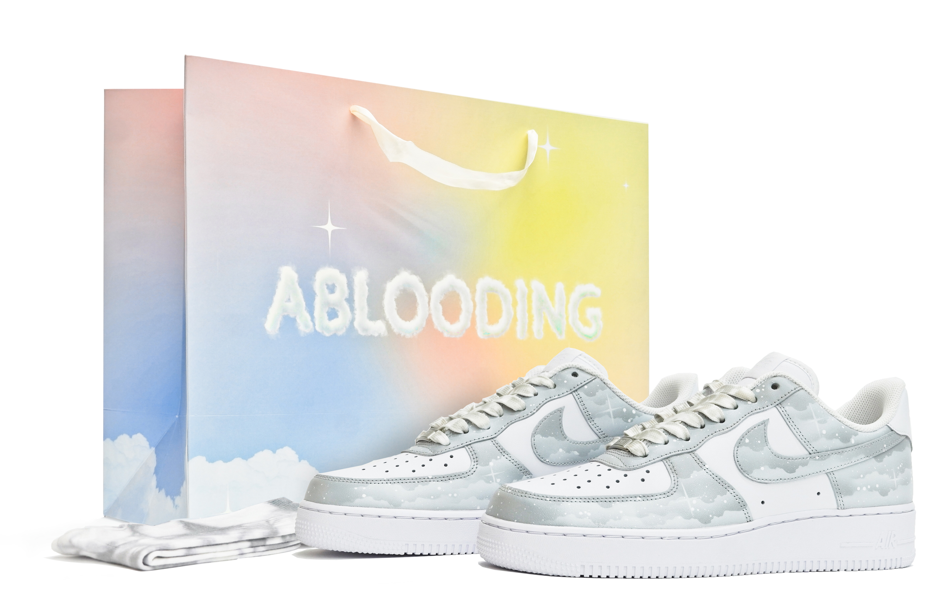 Кеды мужские Nike Air Force 1 ABLOODING Starry Sky Collection серые, 41 EU