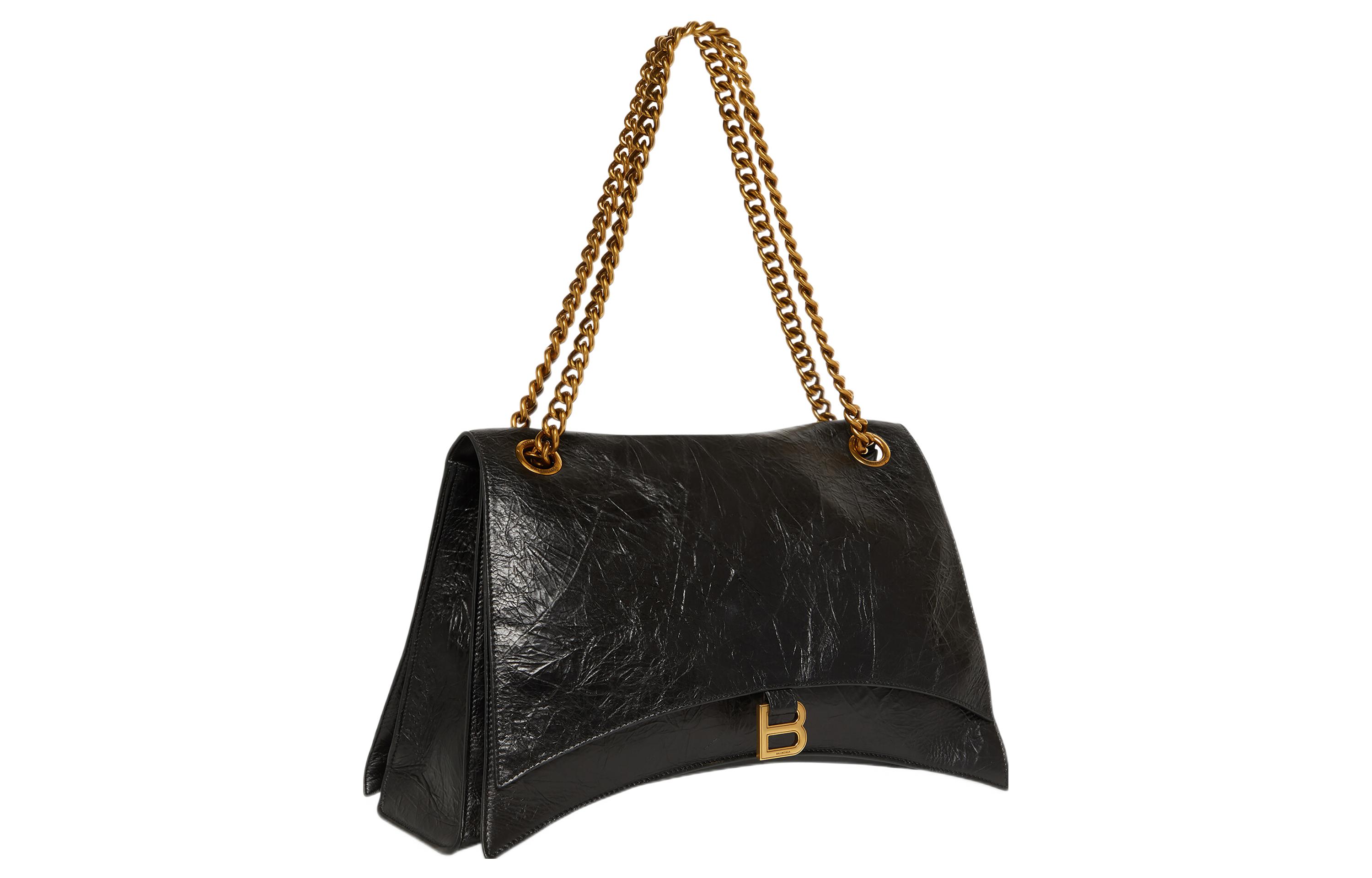 Сумка женская Balenciaga Crush Chain Link Large черная-золотая