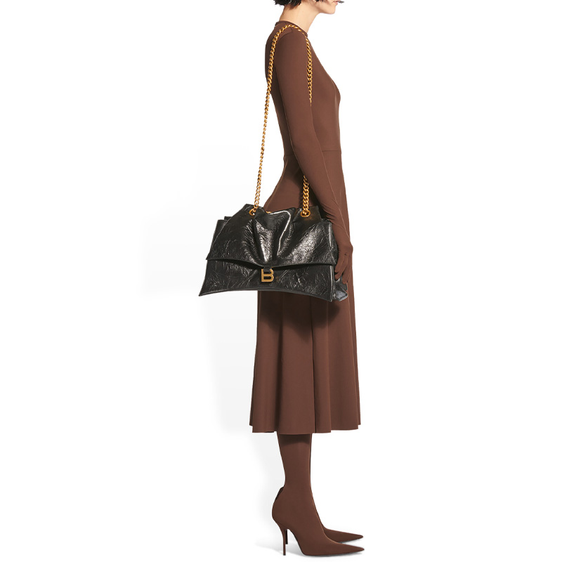 Сумка женская Balenciaga Crush Chain Link Large черная-золотая