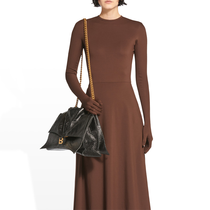 Сумка женская Balenciaga Crush Chain Link Large черная-золотая