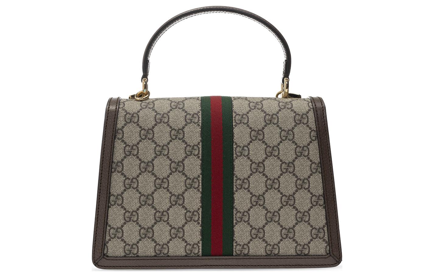 Сумка женская GUCCI Ophidia Canvas маленького размера, Эбони/Коричневый