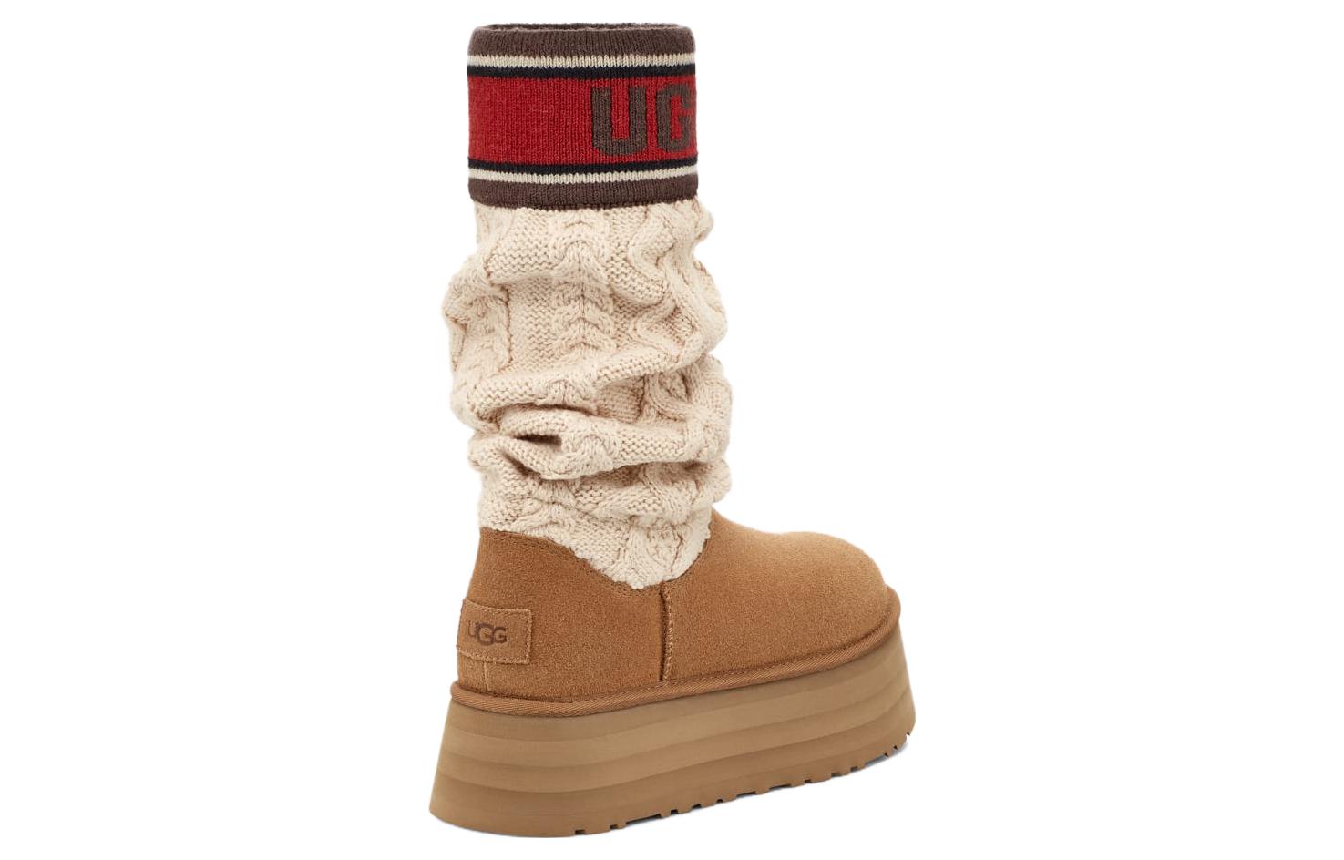 Сапоги женские UGG Classic Sweater Letter Boot каштановые, 40 EU