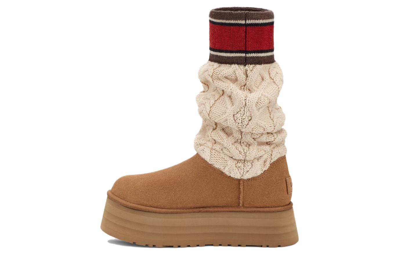 Сапоги женские UGG Classic Sweater Letter Boot каштановые, 40 EU