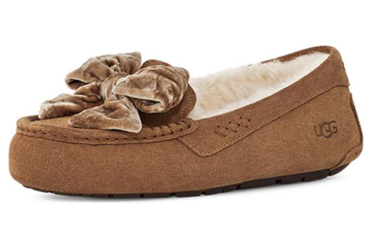 Мокасины женские UGG Leisure Fluff Bow Mini Loafers коричневые, 36 EU