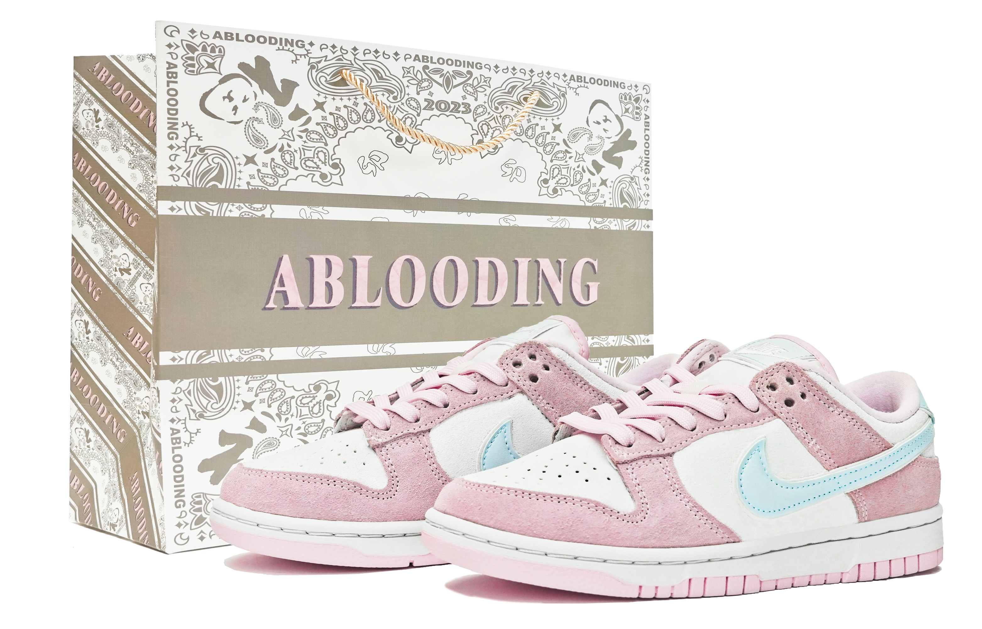 Кеды женские Nike Dunk Low ABLOODING розово-голубые, 35.5 EU
