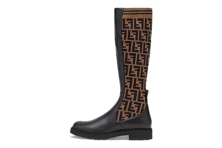 Сапоги женские FENDI FF Rockoko черные табачные, 38 EU