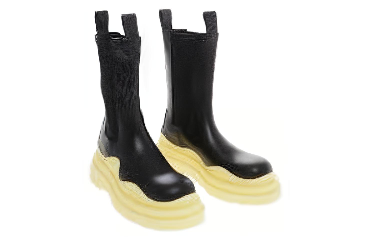 Полусапоги женские Bottega Veneta Tire черные-желтые, 35.5 EU