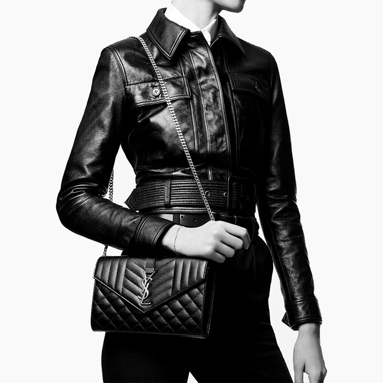 Плечевая сумка женская SAINT LAURENT Monogram Chain Wallet черная