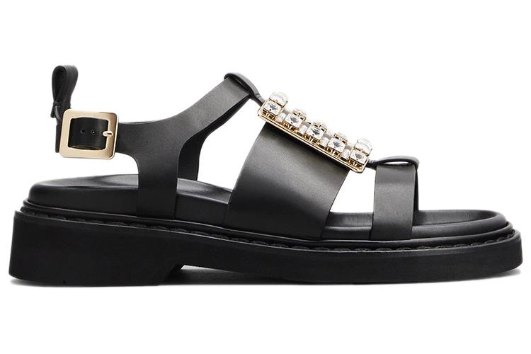 Сандалии женские Roger Vivier Viv' Rangers Strass Strap черные, 38 EU