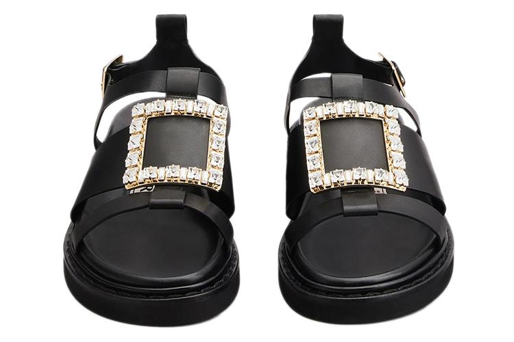 Сандалии женские Roger Vivier Viv' Rangers Strass Strap черные, 38 EU