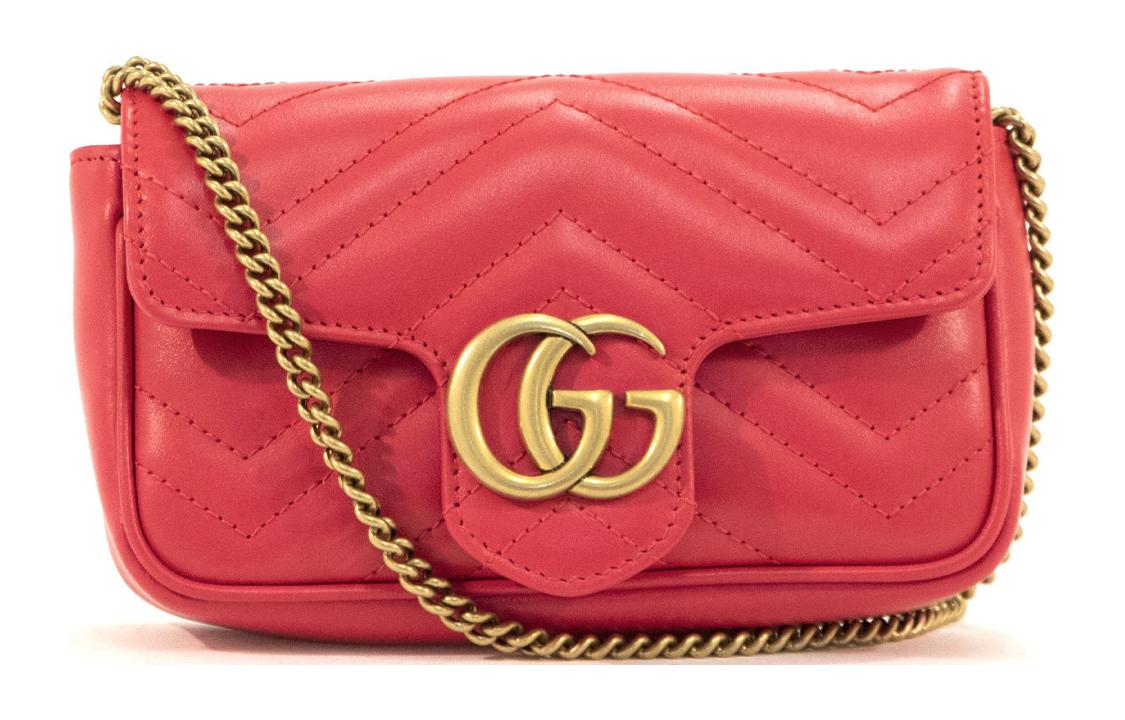 Сумка женская GUCCI GG Marmont Super Mini Shoulder Bag, pink-gold