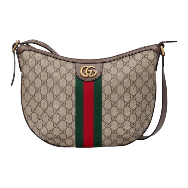 Сумка женская GUCCI Ophidia Canvas Dumpling Bag через плечо, beige-brown
