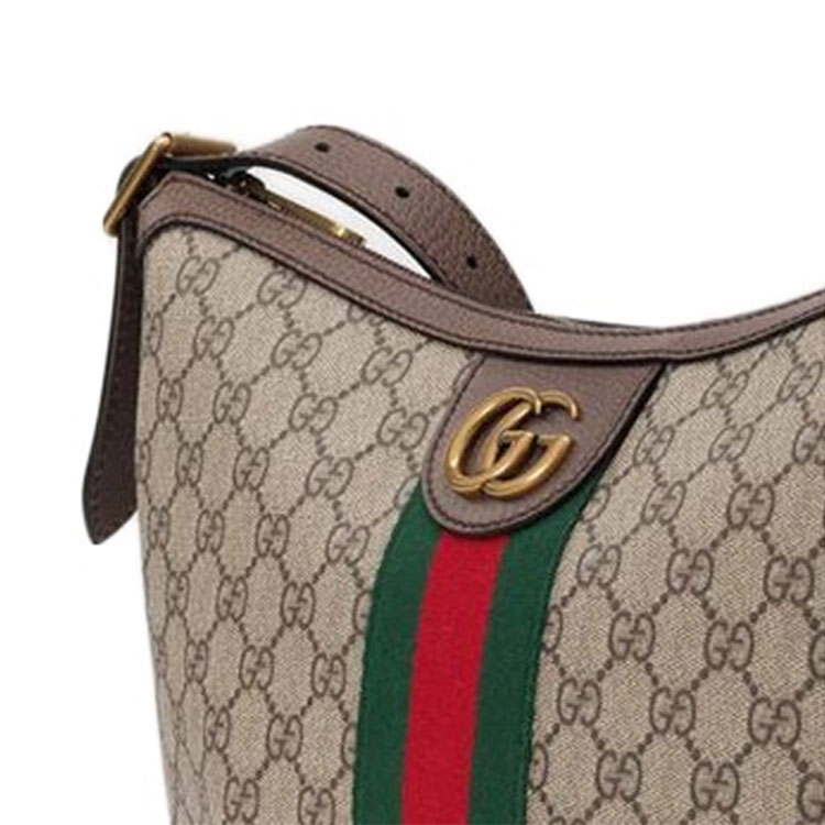 Сумка женская GUCCI Ophidia Canvas Dumpling Bag через плечо, beige-brown
