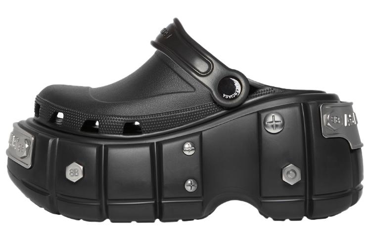 Шлепанцы женские Balenciaga Hardcrocs Slide Nero Silver, 35 EU