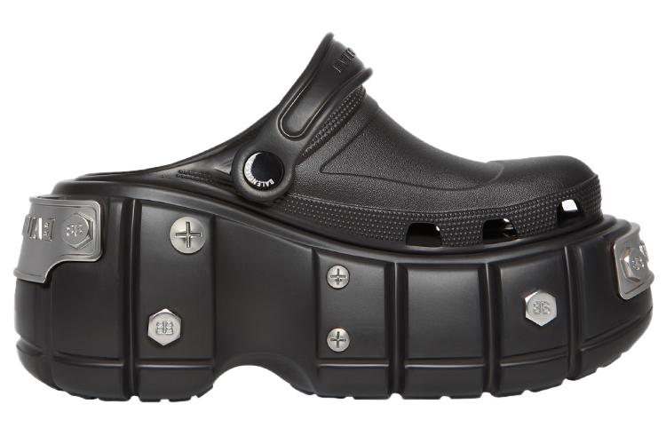 Шлепанцы женские Balenciaga Hardcrocs Slide Nero Silver, 35 EU