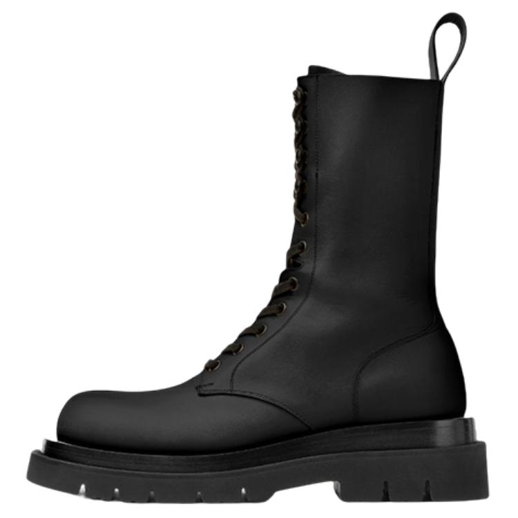 Ботинки женские Bottega Veneta Lug Lace-Up Boots черные-коричневые, 35 EU