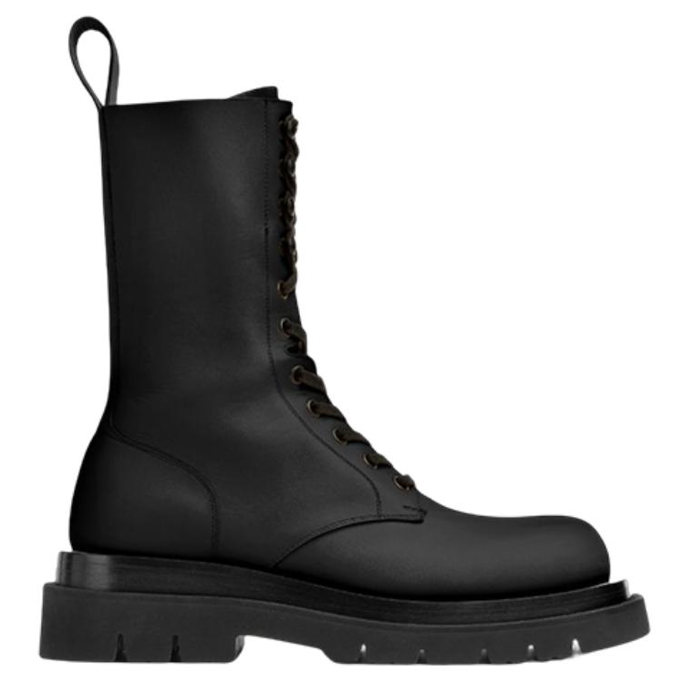 Ботинки женские Bottega Veneta Lug Lace-Up Boots черные-коричневые, 35 EU