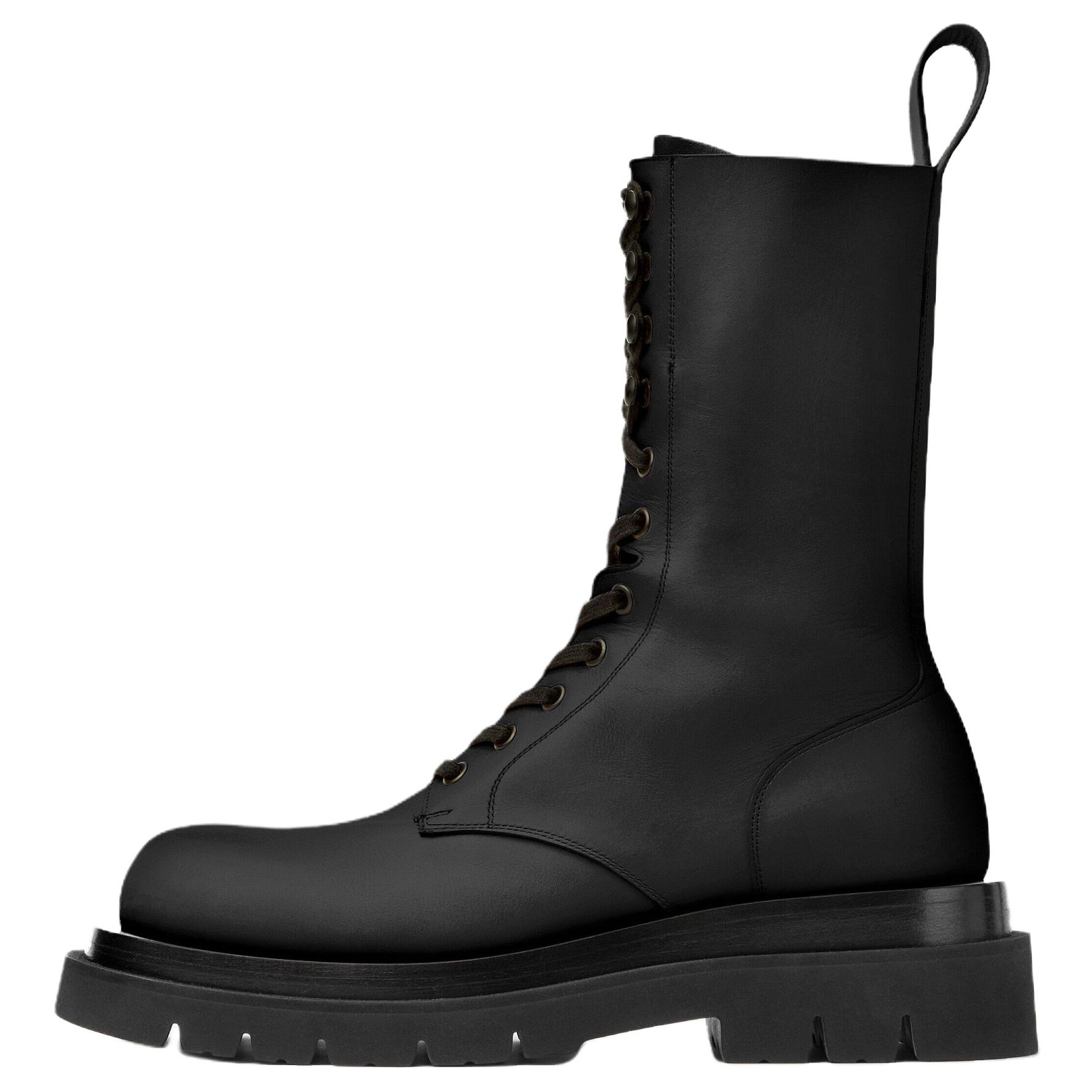 Ботинки женские Bottega Veneta Lug Lace-Up Boots черные-коричневые, 35 EU