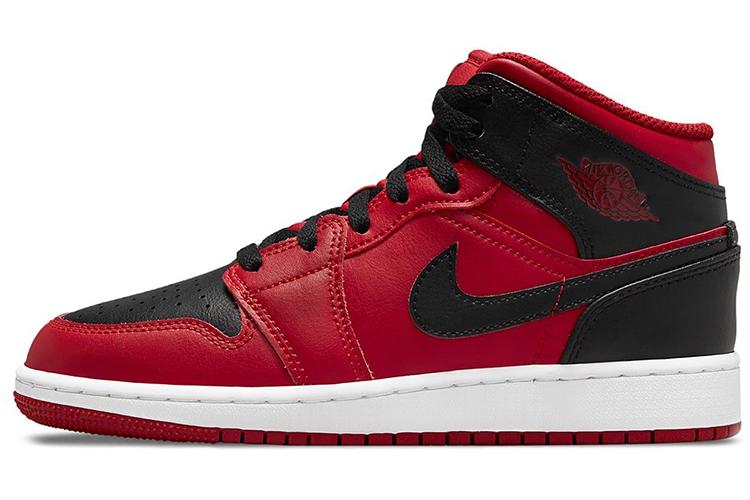 Кроссовки мужские Air Jordan 1 Mid Reverse Bred, красные-черные, 40.5 EU