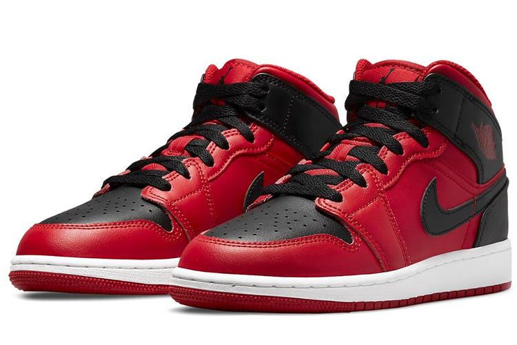 Кроссовки мужские Air Jordan 1 Mid Reverse Bred, красные-черные, 40.5 EU