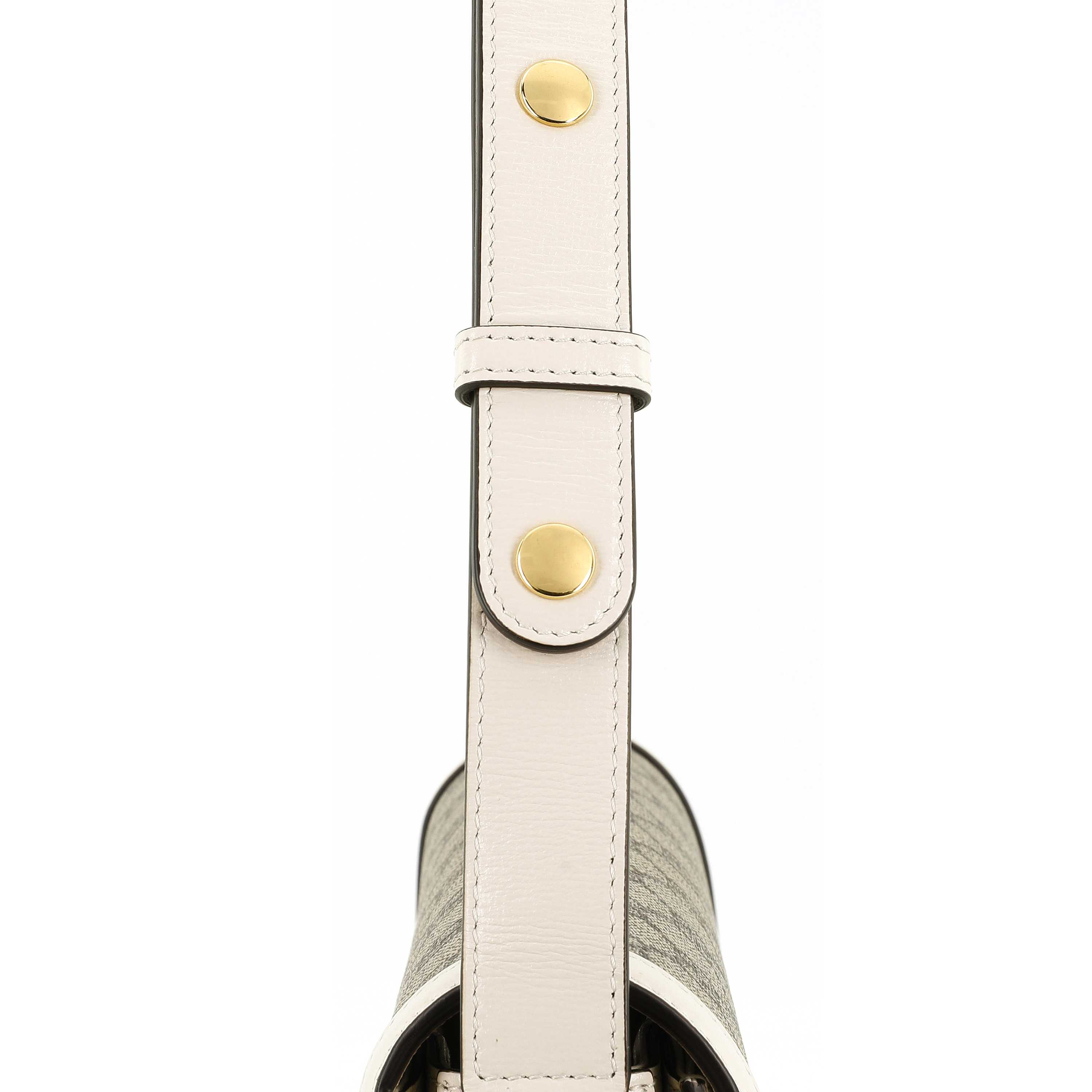 Сумка женская GUCCI Horsebit 1955 черно-белая