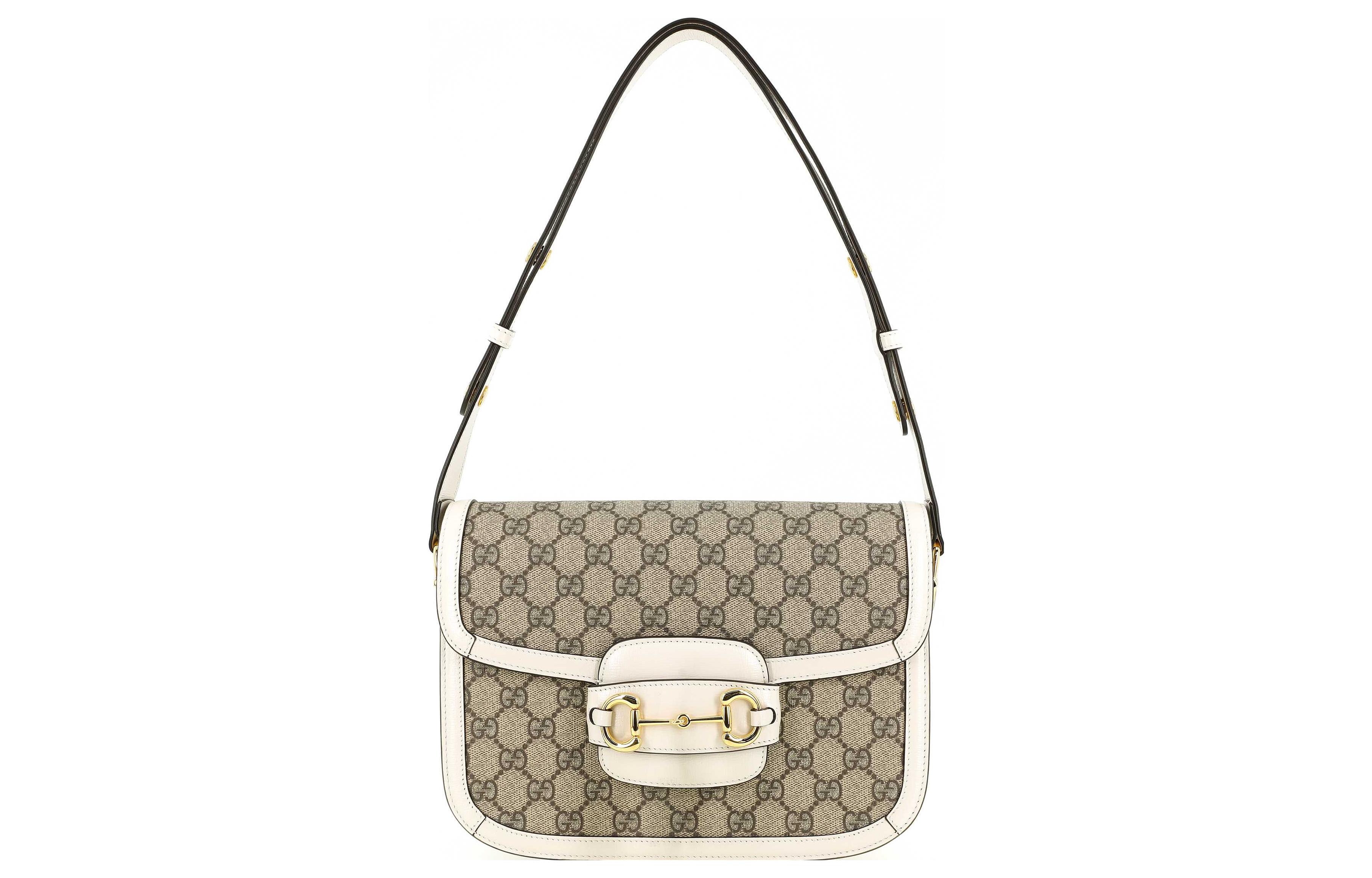 Сумка женская GUCCI Horsebit 1955 черно-белая