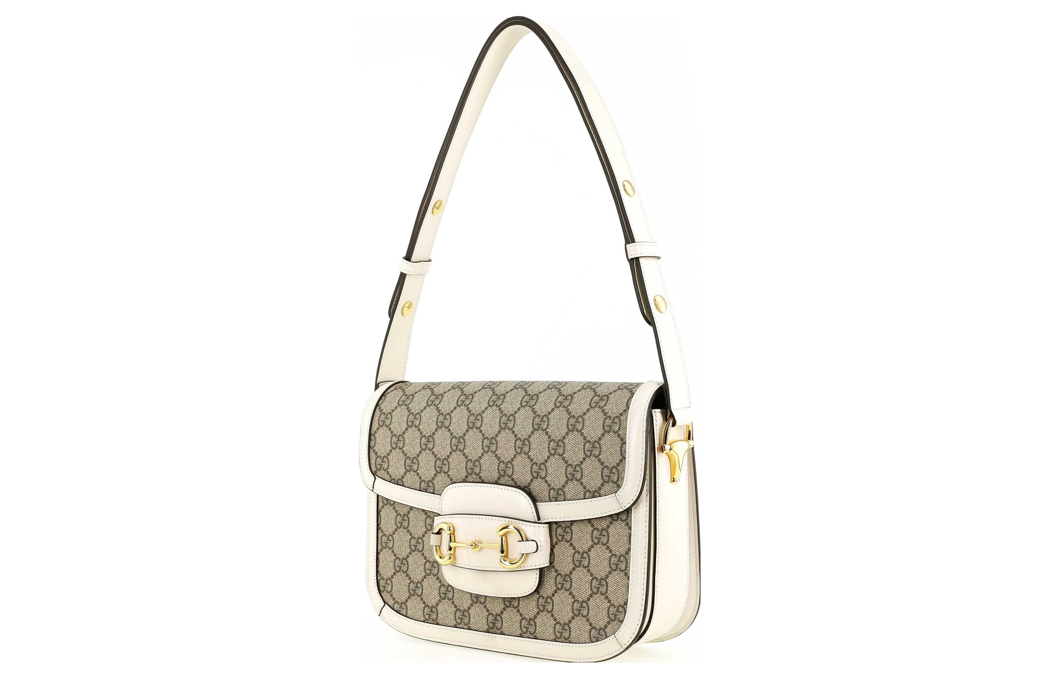 Сумка женская GUCCI Horsebit 1955 черно-белая