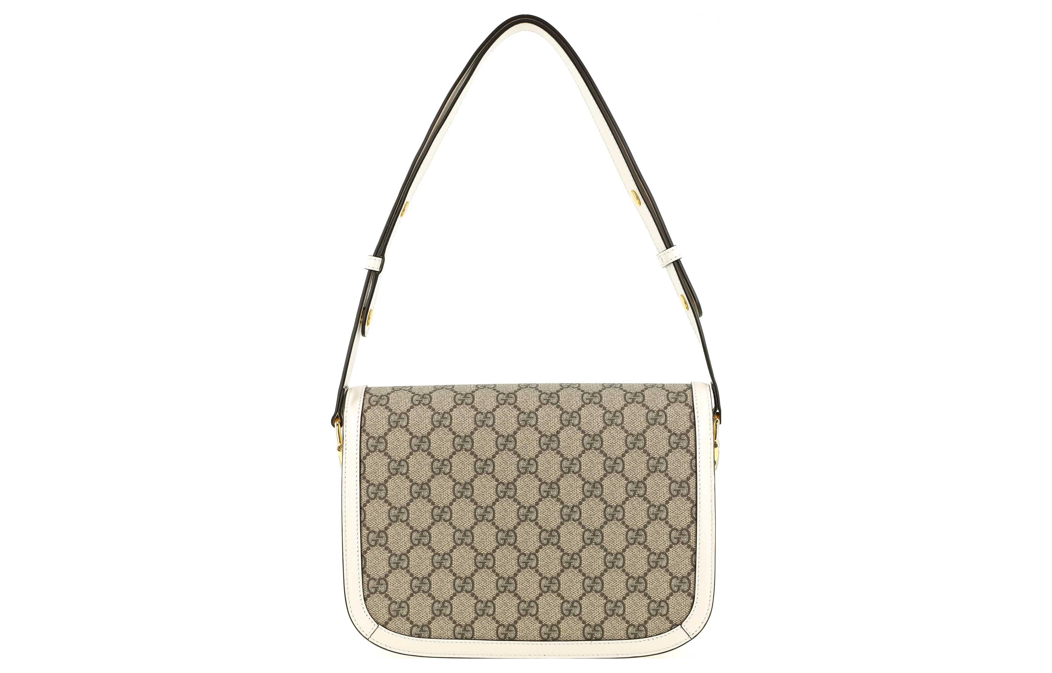 Сумка женская GUCCI Horsebit 1955 черно-белая