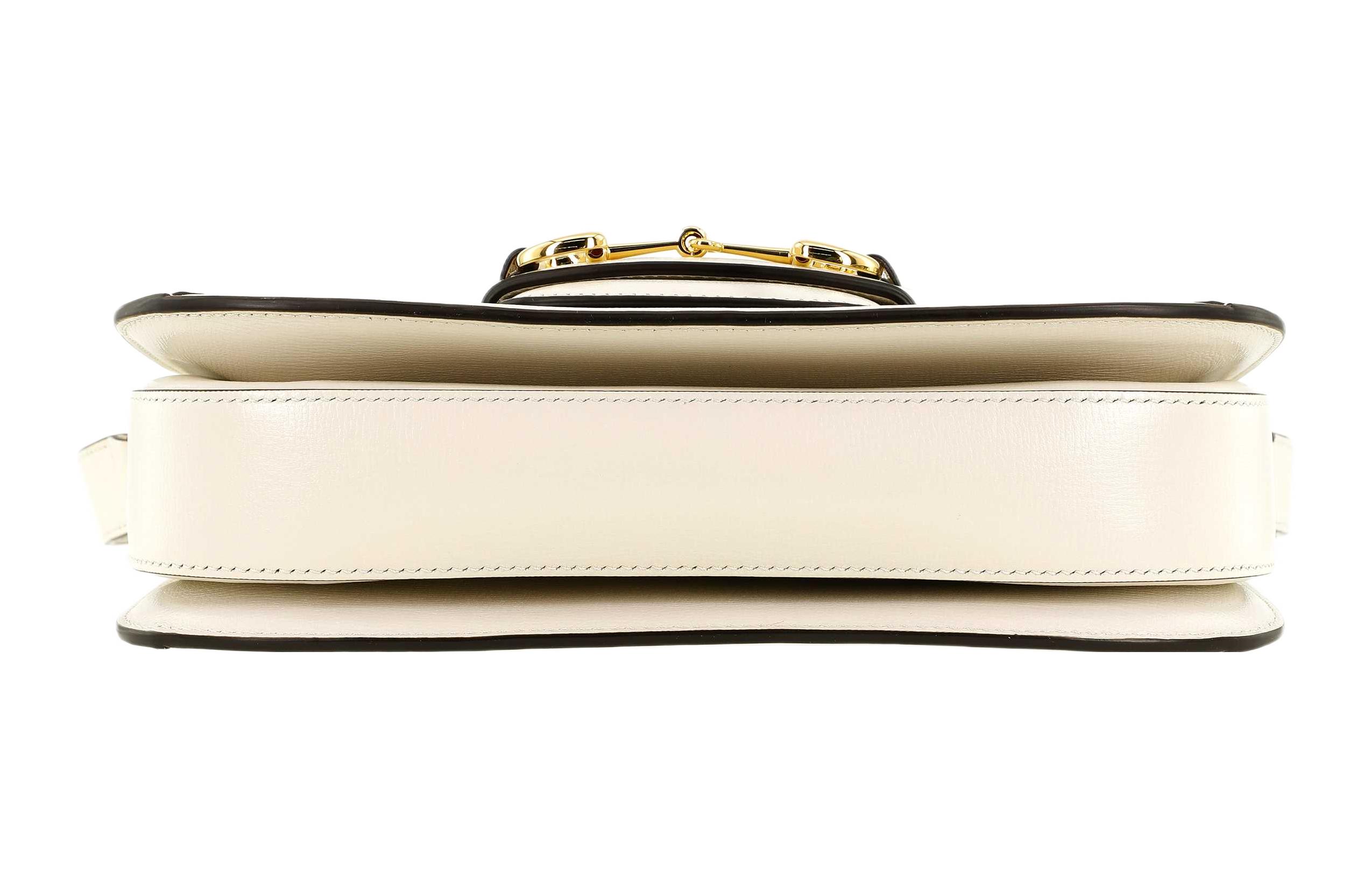 Сумка женская GUCCI Horsebit 1955 черно-белая