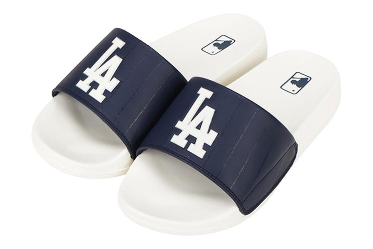 Шлепанцы унисекс MLB 32SHH2111-07N бежево-синие, 36.5 EU