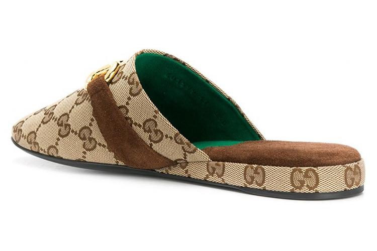 Шлепанцы женские GUCCI Monogram бежево-коричневые, 36.5 EU