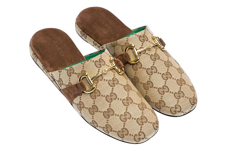 Шлепанцы женские GUCCI Monogram бежево-коричневые, 36.5 EU