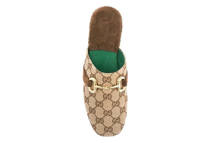 Шлепанцы женские GUCCI Monogram бежево-коричневые, 36.5 EU
