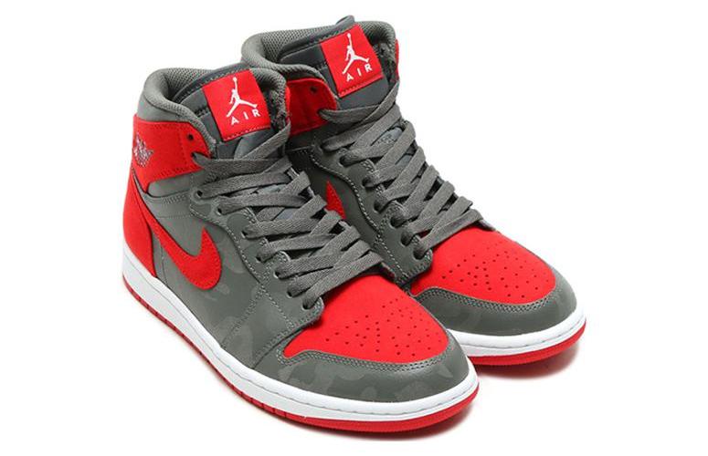 Кеды мужские Air Jordan 1 Retro High Premium красные камуфляжные, 40.5 EU