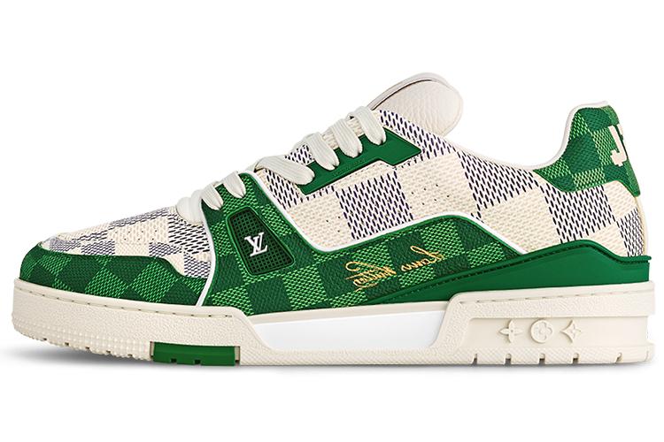 Кроссовки унисекс LOUIS VUITTON LV Trainer Damier белые, зеленые