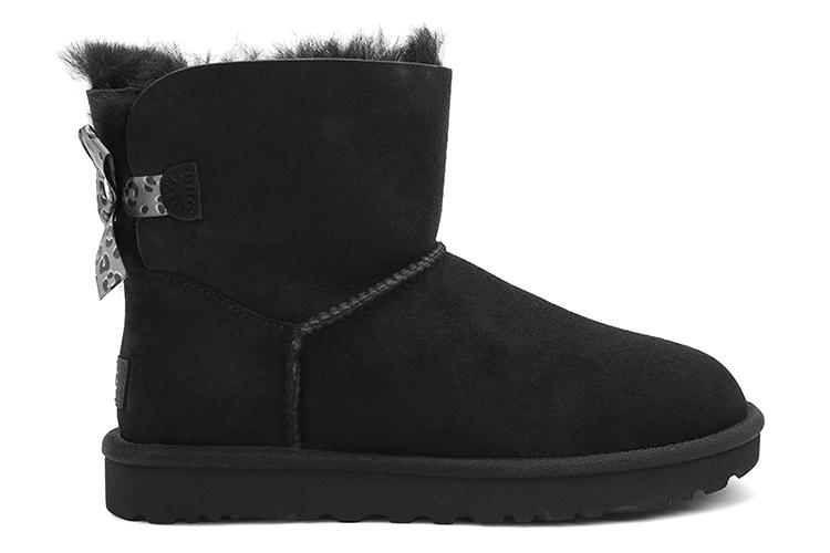 Угги женские UGG Mini Bailey Bow Ii Exotic Boot черные, 36 EU