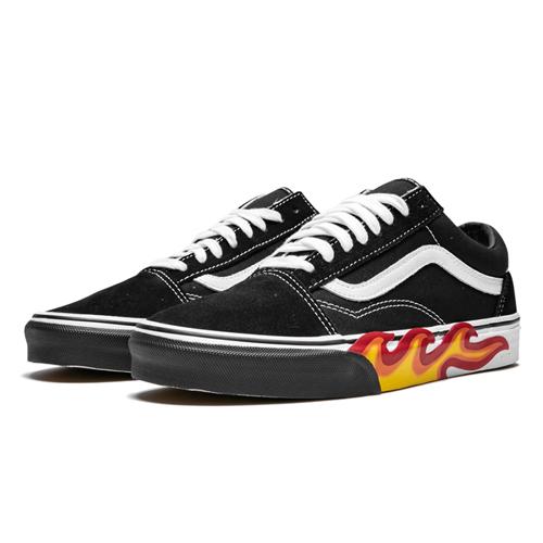 Кроссовки унисекс Vans Old Skool Flame Cut Out черные-желтые, 35 EU