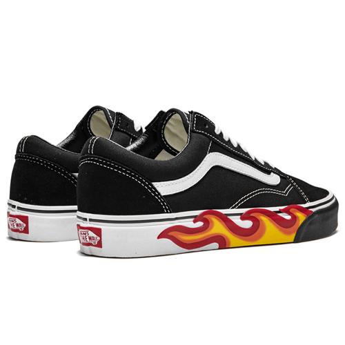 Кроссовки унисекс Vans Old Skool Flame Cut Out черные-желтые, 35 EU